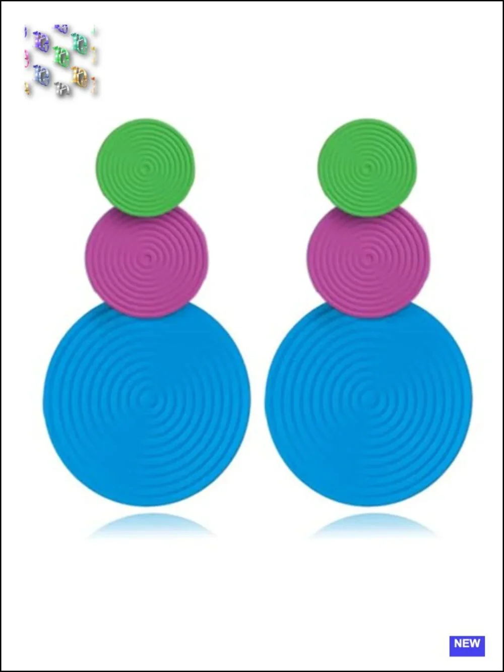 Retro 80s Neon Earrings Round Disc Dangle Drop Geometric Statement Costume